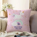 - Sonil-K-4327p-Gorsel1 - Realhomes Unicorn Özel Tasarımlı At Motifli Çocuk Odası Raşel Kadife Yastık Kırlent Kılıfı Realhomes