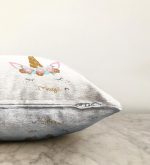 Beyaz Zeminde Magic Unicorn Tasarımlı Çocuk Odası Raşel Kadife Yastık Kırlent Kılıfı Realhomes