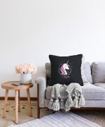 Siyah Zeminli Magic Unicorn Tasarımlı Çocuk Odası Raşel Kadife Yastık Kırlent Kılıfı Realhomes