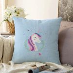 - Sonil-K-4332m-Gorsel1 - Realhomes  Mavi Zeminli Magic Unicorn Tasarımlı Çocuk Odası Raşel Kadife Yastık Kırlent Kılıfı Realhomes