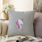- Sonil-K-4333-Gorsel1 - Realhomes  Gri Zeminde Magic Unicorn Tasarımlı Çocuk Odası Raşel Kadife Yastık Kırlent Kılıfı Realhomes