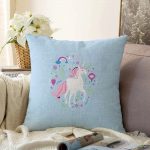 - Sonil-K-4334m-Gorsel1 - Realhomes Mavi Zeminde Unicorn Sevimli At Çocuk Odası Raşel Kadife Yastık Kırlent Kılıfı Realhomes