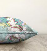 Yeşil Zeminde Sevimli At Çizimli Çocuk Odası Raşel Kadife Yastık Kırlent Kılıfı Realhomes