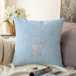 Sevimli Fil Baby Shower Tasarımlı Çocuk Odası Raşel Kadife Yastık Kırlent Kılıfı Realhomes