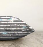 Gri Beyaz Çizgili Unicorn Atlar Çocuk Odası Raşel Kadife Yastık Kırlent Kılıfı Realhomes