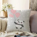 - Sonil-K-4353-Gorsel1 - Realhomes  Uçan Balonlar ve Sevimli Panda Desenli Çocuk Odası Raşel Kadife Yastık Kırlent Kılıfı Realhomes