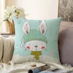 - Sonil-K-4354-Gorsel1 - Realhomes Winter Tavşan Morifli Dijital Baskılı Çocuk Odası Raşel Kadife Yastık Kırlent Kılıfı Realhomes