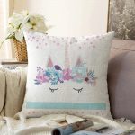 Beyaz Zeminde Baby Shower Özel Tasarım Çocuk Odası Raşel Kadife Yastık Kırlent Kılıfı Realhomes