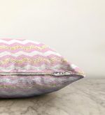 Pembe Altın Varaklı Çizgi Motifli Çocuk Odası Raşel Kadife Yastık Kırlent Kılıfı Realhomes