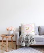 Pembe Balon ve Altın Kalpler Özel Tasarımlı Çocuk Odası Raşel Kadife Yastık Kırlent Kılıfı Realhomes