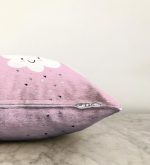 Pembe Zeminde Yalnız Bulut Çocuk Odası Raşel Kadife Yastık Kırlent Kılıfı Realhomes