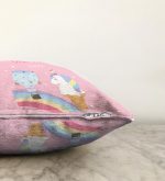 Pembe Zeminde Unicorn Tasarımlı Çocuk Odası Raşel Kadife Yastık Kırlent Kılıfı Realhomes
