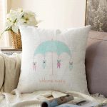 Şemsiye ve Sevimli Ayıcıklar Motifli Bebek Odası Raşel Kadife Yastık Kırlent Kılıfı Realhomes