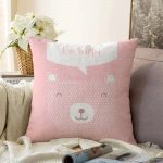 - Sonil-K-4404-Gorsel1 - Realhomes  Pembe Zeminde Mutlu Ayıcık Desenli Bebek Odası Raşel Kadife Yastık Kırlent Kılıfı Realhomes