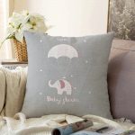 - Sonil-K-4439-Gorsel1 - Realhomes Gri Zeminde Uçan Fil Desenli Bebek Odası Raşel Kadife Yastık Kırlent Kılıfı Realhomes