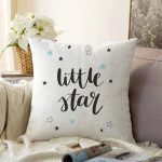 Beyaz Zeminde Little Star Tasarımlı Bebek Odası Raşel Kadife Yastık Kırlent Kılıfı Realhomes