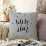 Gri Zeminde Little Star Yıldız Tasarımlı Bebek Odası Raşel Kadife Yastık Kırlent Kılıfı Realhomes