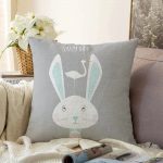 - Sonil-K-4513-Gorsel1 - Realhomes Gri Zeminli Tavşan Desenli Bebek Odası Raşel Kadife Yastık Kırlent Kılıfı Realhomes