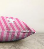 Pembe Çizgili Fil Motifli Bebek Odası Raşel Kadife Yastık Kırlent Kılıfı Realhomes