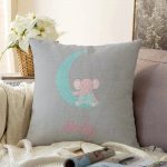 - Sonil-K-4536-Gorsel1 - Realhomes Gri Zeminde Aydaki Fil Desenli Bebek Odası Raşel Kadife Yastık Kırlent Kılıfı Realhomes