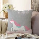 - Sonil-K-4548-Gorsel1 - Realhomes  Gri Unicorn At Desenli Dijital Baskılı Bebek Odası Raşel Kadife Yastık Kırlent Kılıfı Realhomes
