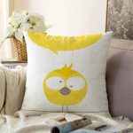- Sonil-K-4585-Gorsel1 - Realhomes  Sarı Kuş Motifli Dijital Baskılı Çocuk Odası Raşel Kadife Yastık Kırlent Kılıfı Realhomes