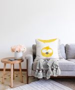 - Sonil-K-4585-Gorsel2 - Realhomes  Sarı Kuş Motifli Dijital Baskılı Çocuk Odası Raşel Kadife Yastık Kırlent Kılıfı Realhomes