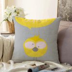 - Sonil-K-4586-Gorsel1 - Realhomes  Gri Zeminde Sarı Kuş Motifli Dijital Baskılı Çocuk Odası Raşel Kadife Yastık Kırlent Kılıfı Realhomes