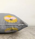 - Sonil-K-4586-Gorsel3 - Realhomes  Gri Zeminde Sarı Kuş Motifli Dijital Baskılı Çocuk Odası Raşel Kadife Yastık Kırlent Kılıfı Realhomes