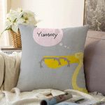 - Sonil-K-4591-Gorsel1 - Realhomes  Gri Zeminde Leylek Motifli Özel Tasarım Çocuk Odası Raşel Kadife Yastık Kırlent Kılıfı Realhomes