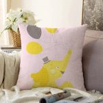 - Sonil-K-4596-Gorsel1 - Realhomes  Pembe Zeminde Uçan Balonlar ve Fil Desenli Çocuk Odası Raşel Kadife Yastık Kırlent Kılıfı Realhomes