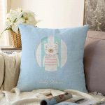 Welcome Baby Shower Temalı Sevimli Ayıcık Çocuk Odası Raşel Kadife Yastık Kırlent Kılıfı Realhomes