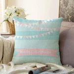 Yeşil Çizgili Baby Shower Çocuk Odası Raşel Kadife Yastık Kırlent Kılıfı Realhomes