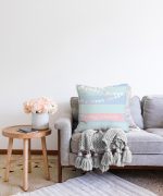 Mavi Çizgili Baby Shower Çocuk Odası Raşel Kadife Yastık Kırlent Kılıfı Realhomes