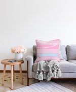 - Sonil-K-4810-Gorsel2 - Realhomes  Pembe Çizgili Baby Shower Çocuk Odası Raşel Kadife Yastık Kırlent Kılıfı Realhomes