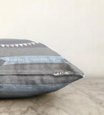 Gri Çizgili Baby Shower Çocuk Odası Raşel Kadife Yastık Kırlent Kılıfı Realhomes