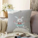 - Sonil-K-4813-Gorsel1 - Realhomes  Sevimli Sirk Tavşanı Çocuk Odası Raşel Kadife Yastık Kırlent Kılıfı Realhomes