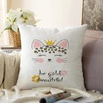 - Sonil-K-4819-Gorsel1 - Realhomes  Beyaz Zeminde Be Wild & Beautiful Temalı Çocuk Odası Raşel Kadife Yastık Kırlent Kılıfı Realhomes