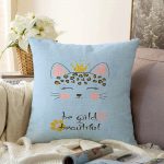 - Sonil-K-4821-Gorsel1 - Realhomes  Mavi Zeminde Be Wild & Beautiful Temalı Çocuk Odası Raşel Kadife Yastık Kırlent Kılıfı Realhomes