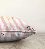 Pembe Beyaz Çizgili Sarı Puanlı Temalı Çocuk Odası Raşel Kadife Yastık Kırlent Kılıfı Realhomes