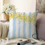 - Sonil-K-4827-Gorsel1 - Realhomes  Mavi Beyaz Çizgili Sarı Puanlı Temalı Çocuk Odası Raşel Kadife Yastık Kırlent Kılıfı Realhomes