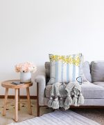 - Sonil-K-4827-Gorsel2 - Realhomes  Mavi Beyaz Çizgili Sarı Puanlı Temalı Çocuk Odası Raşel Kadife Yastık Kırlent Kılıfı Realhomes