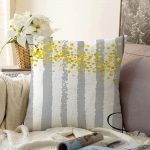 Gri Beyaz Çizgili Sarı Puanlı Temalı Çocuk Odası Raşel Kadife Yastık Kırlent Kılıfı Realhomes