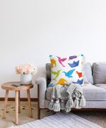 - Sonil-K-4831-Gorsel2 - Realhomes  Realhomes Beyaz Zeminli Origami Sanatı Dijital Baskılı Modern Raşel Kadife Yastık Kılıfı Realhomes