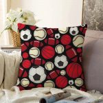 Realhomes Spor Topları Dijital Baskılı Modern Raşel Kadife Yastık Kılıfı Realhomes