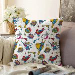 Realhomes Süperman Desenli Dijital Baskılı Modern Raşel Kadife Kırlent Kılıfı Realhomes