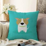 - Sonil-K-4869-Gorsel1 - Realhomes  Realhomes Köpek Desenli Dijital Baskılı Modern Raşel Kadife Kırlent Kılıfı Realhomes