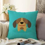 Realhomes Köpek Desenli Dijital Baskılı Modern Raşel Kadife Kırlent Kılıfı Realhomes