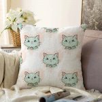 - Sonil-K-4892-Gorsel1 - Realhomes  Realhomes Kedi Desenli Dijital Baskılı Modern Raşel Kadife Kırlent Kılıfı Realhomes