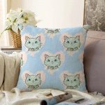 Realhomes Kedi Desenli Dijital Baskılı Modern Raşel Kadife Kırlent Kılıfı Realhomes